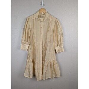 NWT‎ CHRISTY LYNN Sz S Button Up Mini Dress Beige Champagne Designer 197